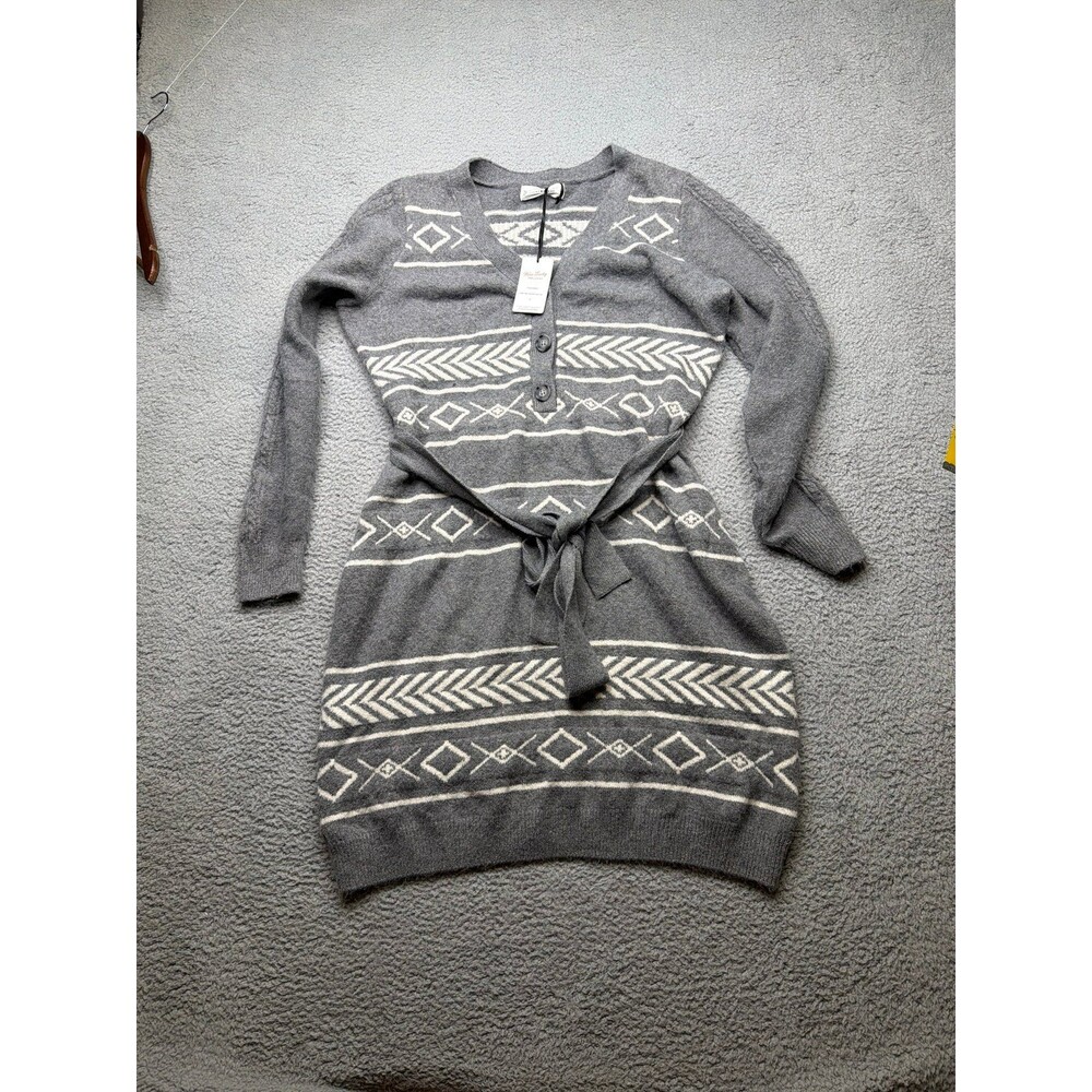 Lucky Brand sweater dress white/gr geometric Nordic or snowflake style NWT Sz 1x